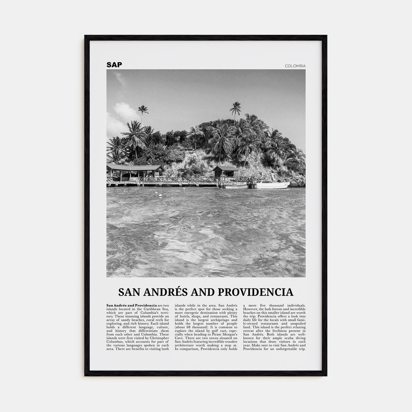 San Andrés and Providencia Travel B&W Poster