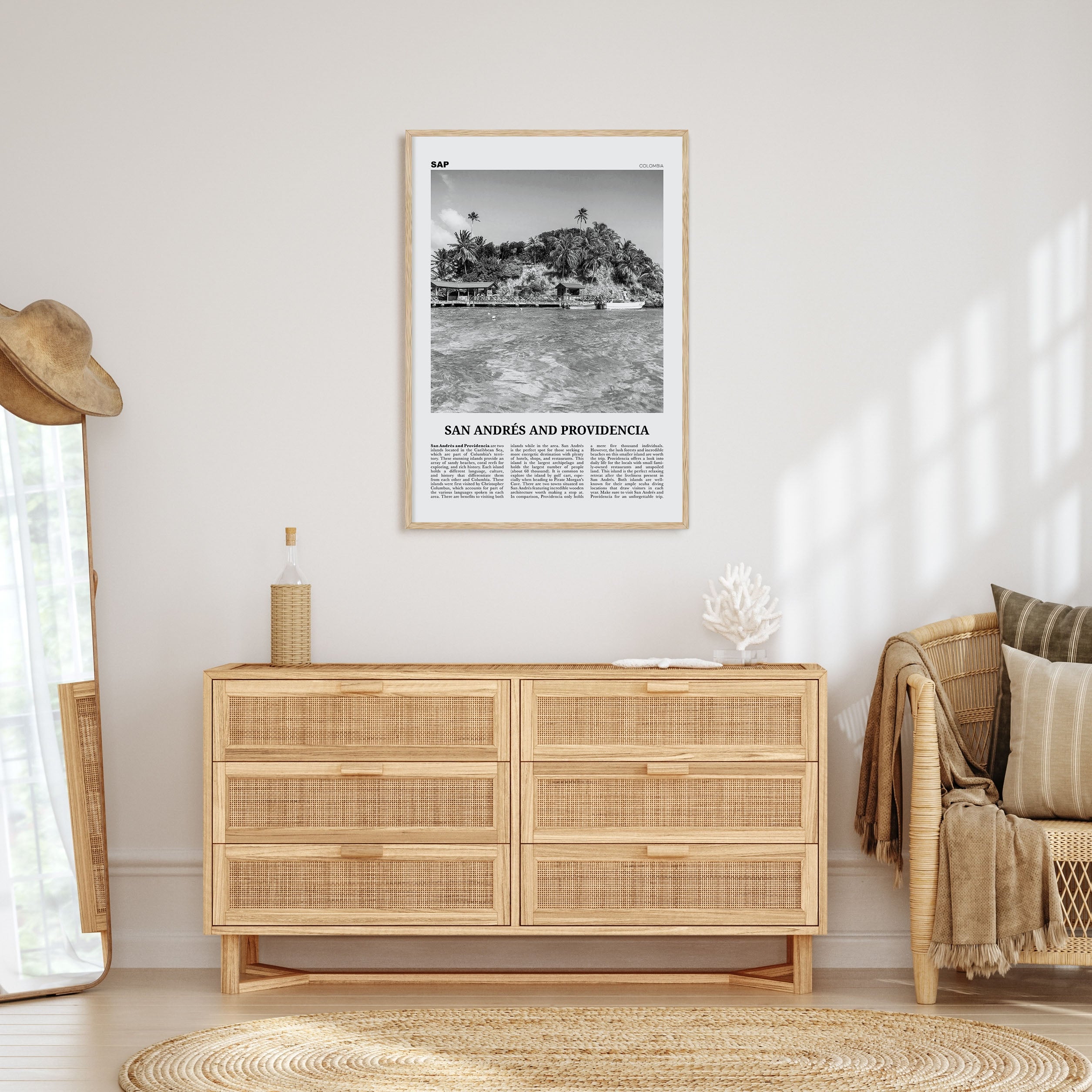 San Andrés and Providencia Travel B&W Poster