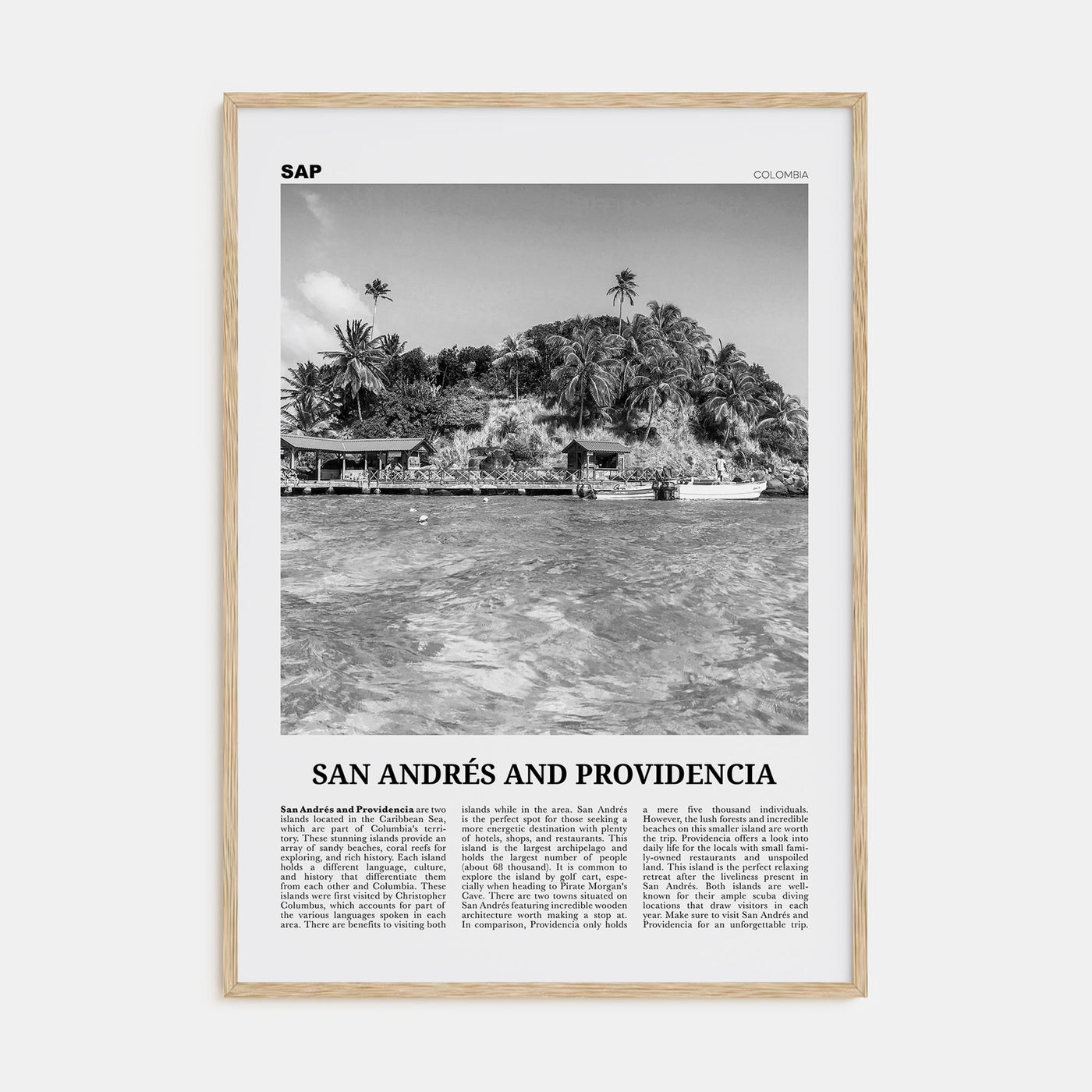 San Andrés and Providencia Travel B&W Poster
