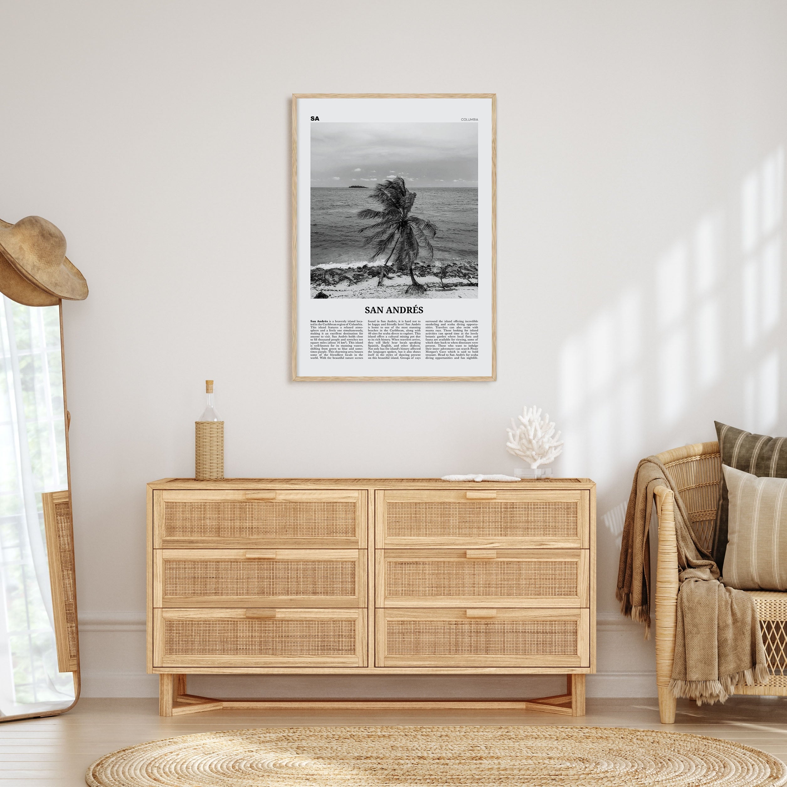 San Andrés Travel B&W Poster