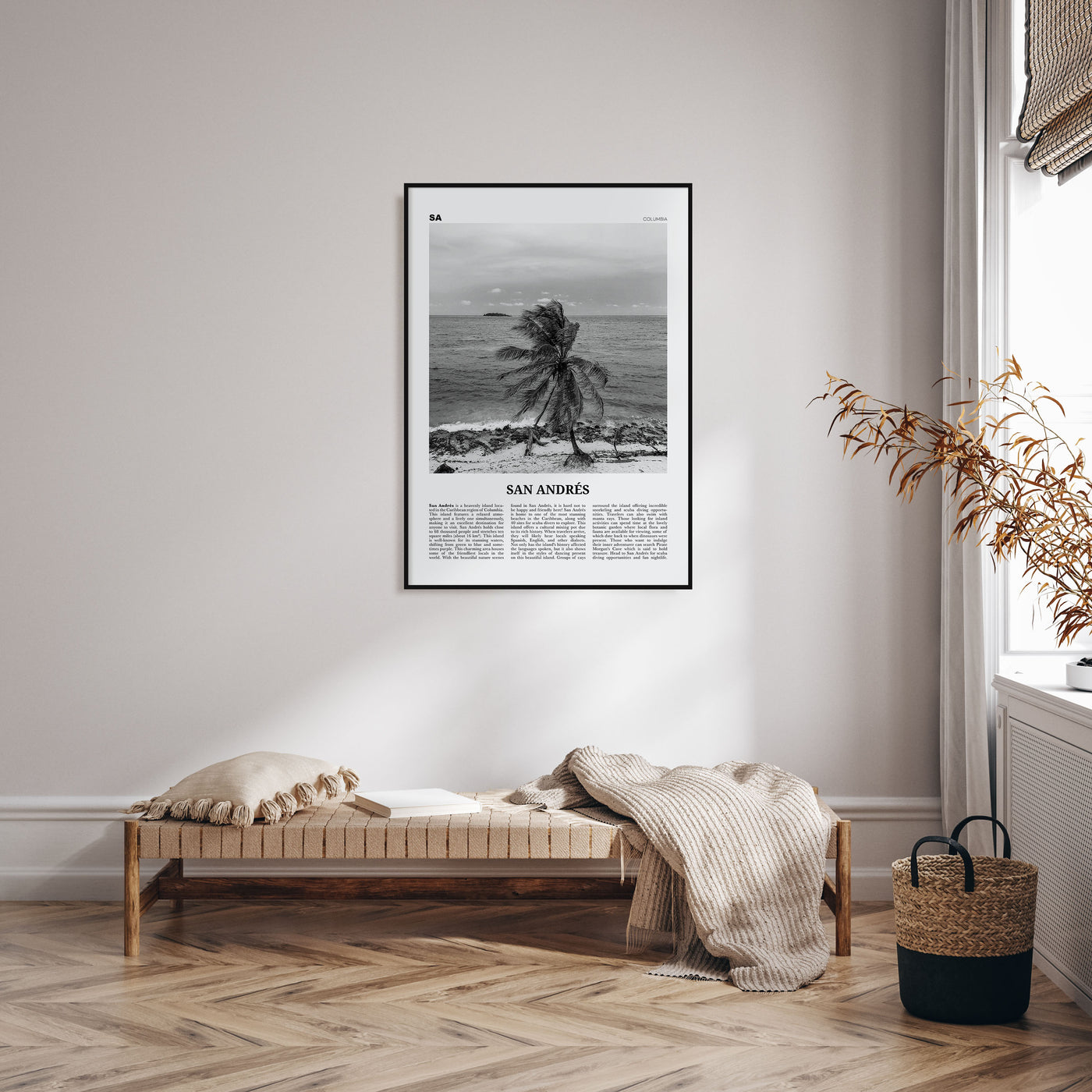 San Andrés Travel B&W Poster