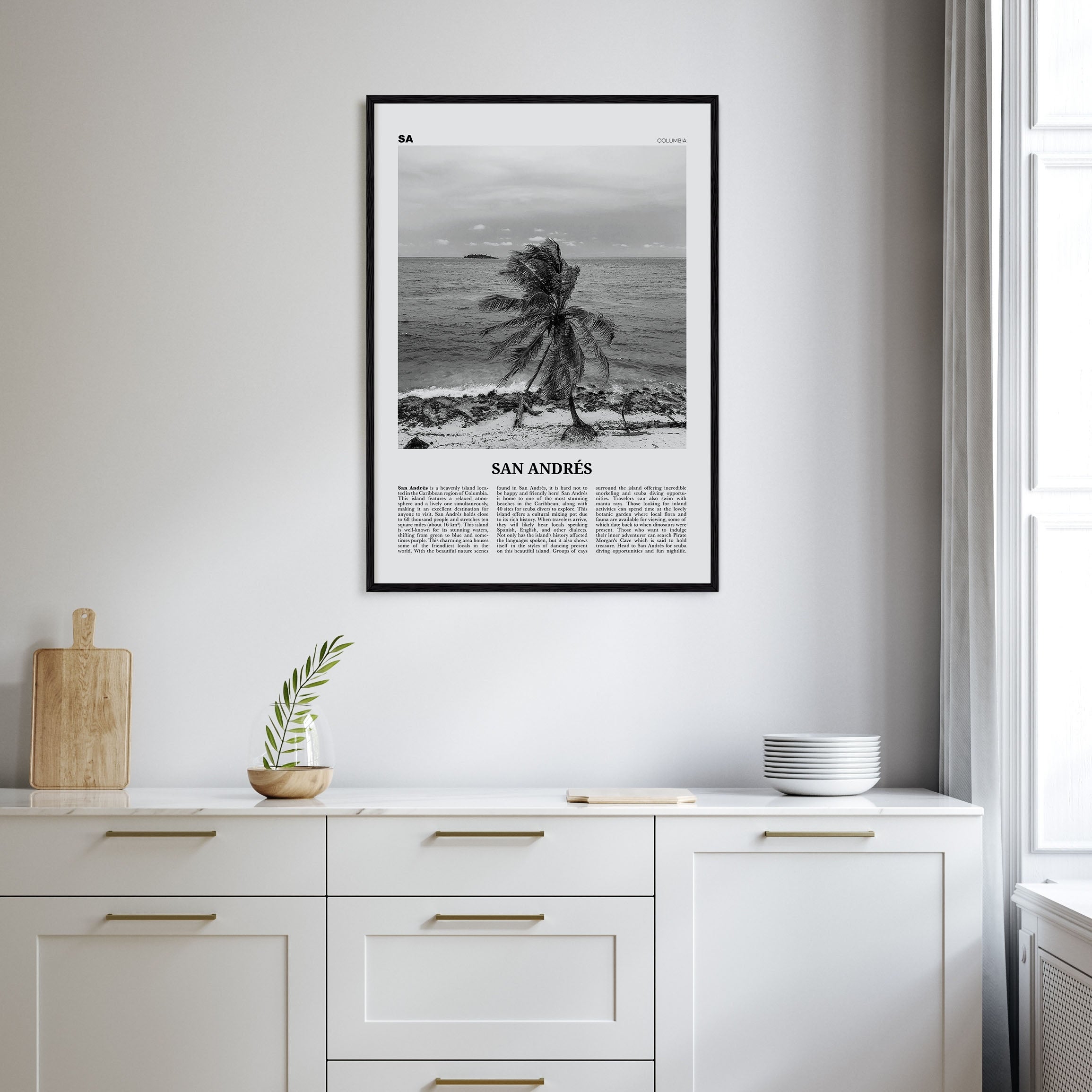 San Andrés Travel B&W Poster