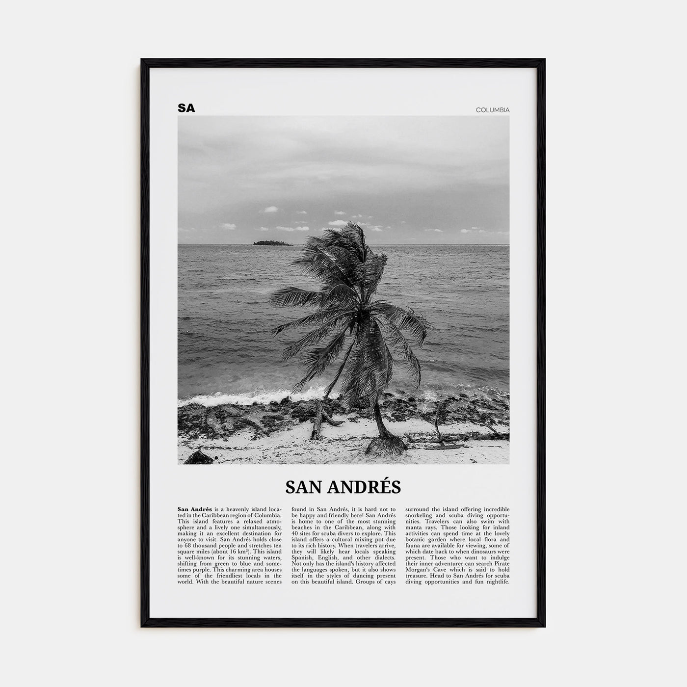 San Andrés Travel B&W Poster