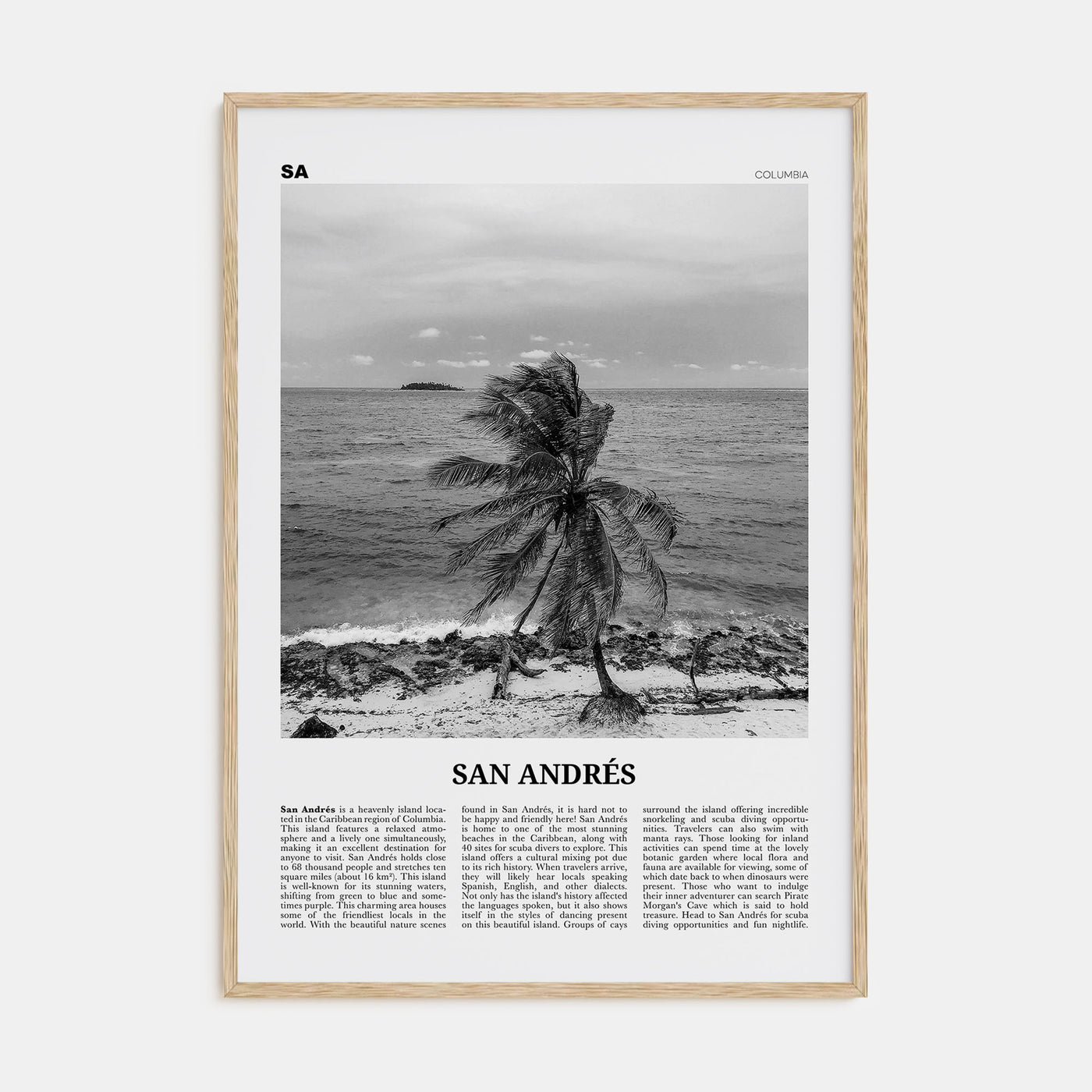 San Andrés Travel B&W Poster