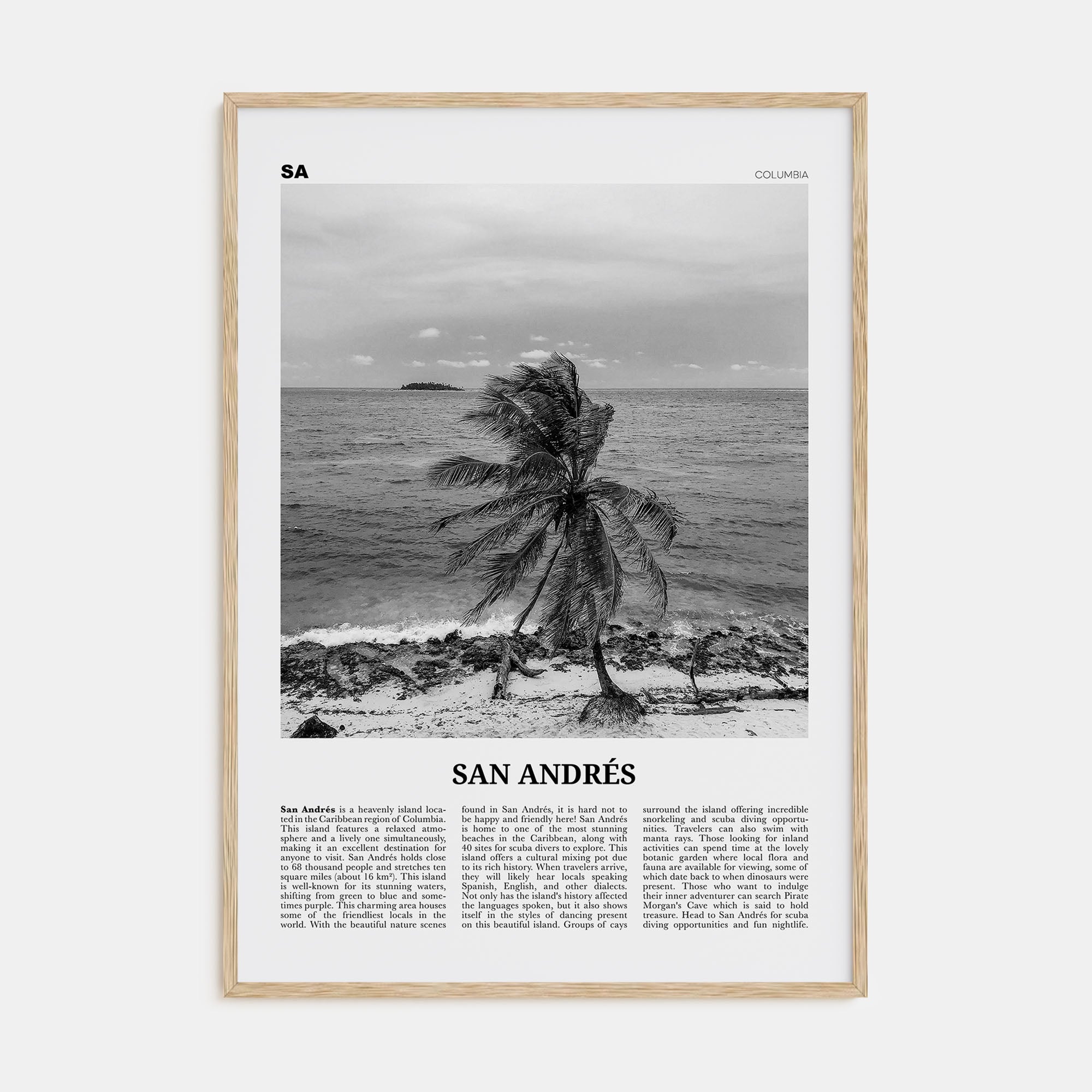 San Andrés Travel B&W Poster