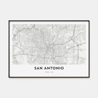 San Antonio Map Landscape Poster