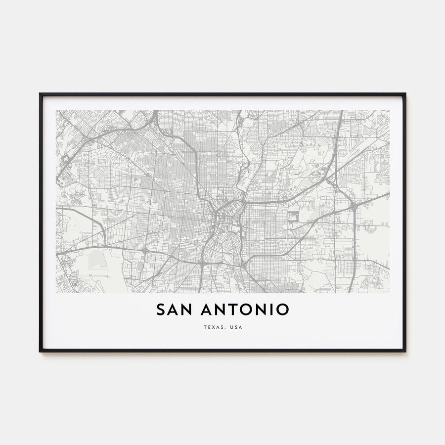 San Antonio Map Landscape Poster