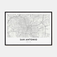 San Antonio Map Landscape Poster