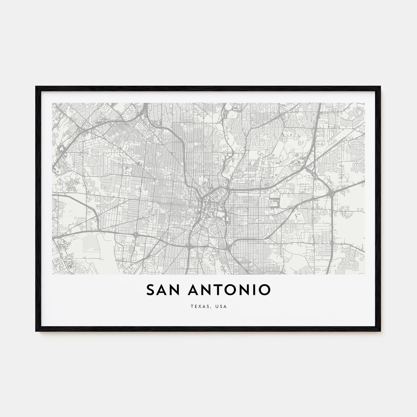 San Antonio Map Landscape Poster