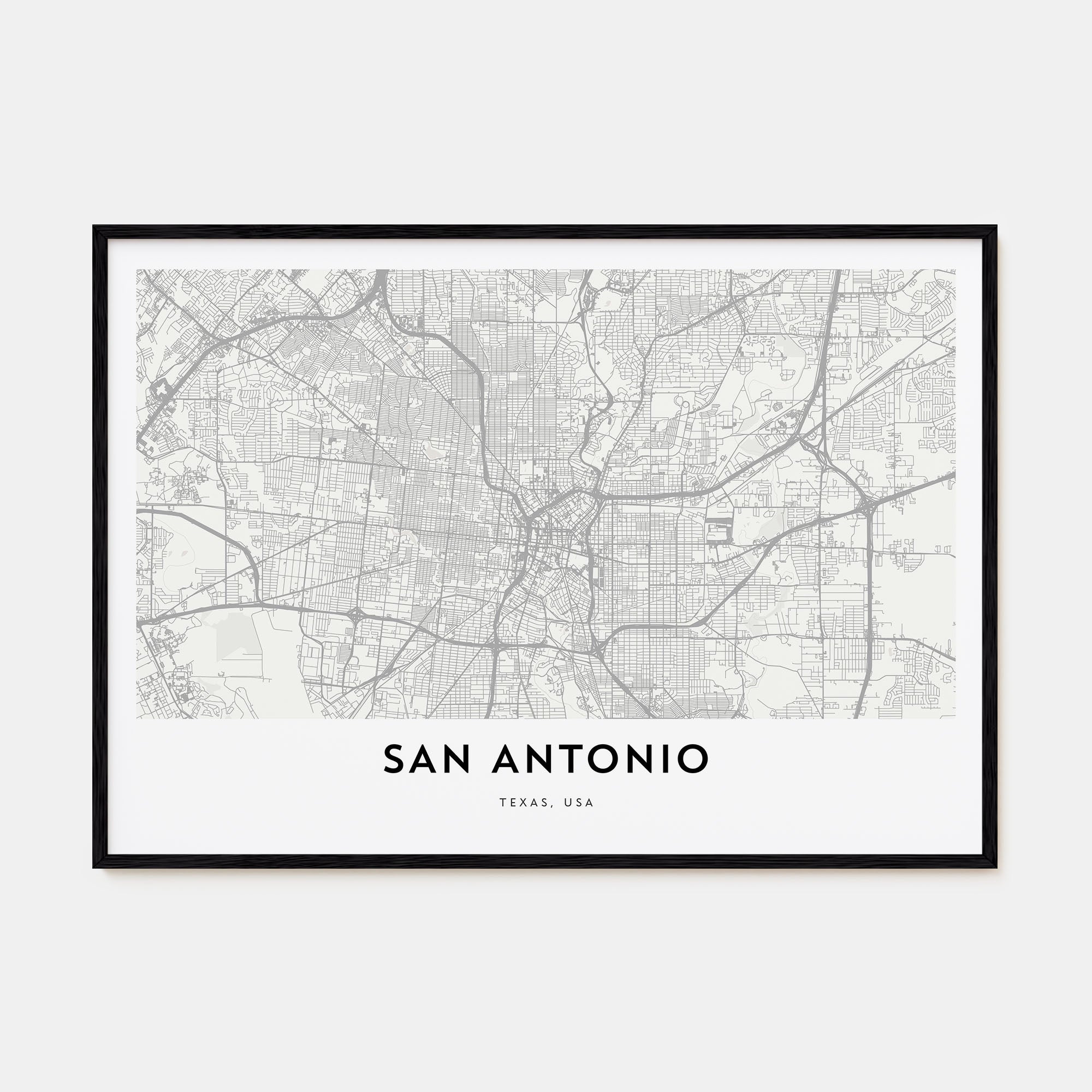 San Antonio Map Landscape Poster