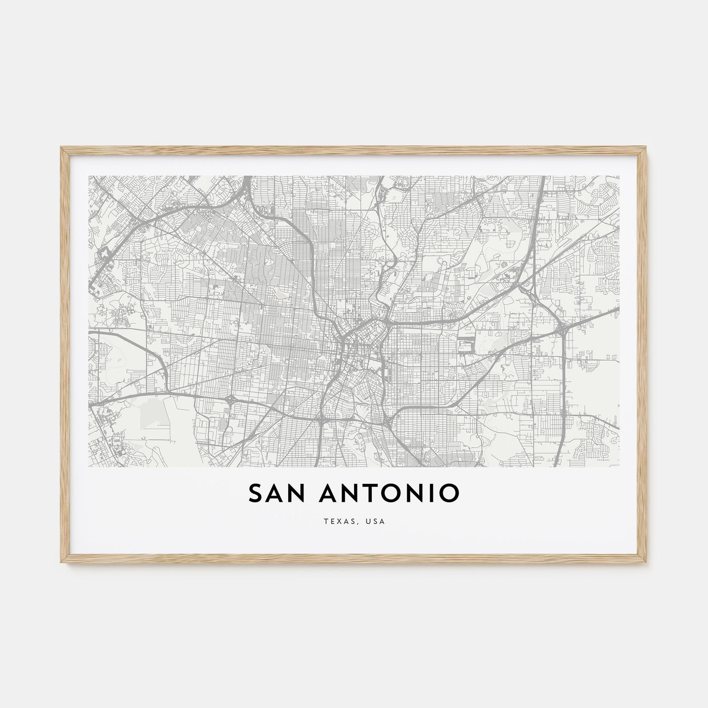 San Antonio Map Landscape Poster