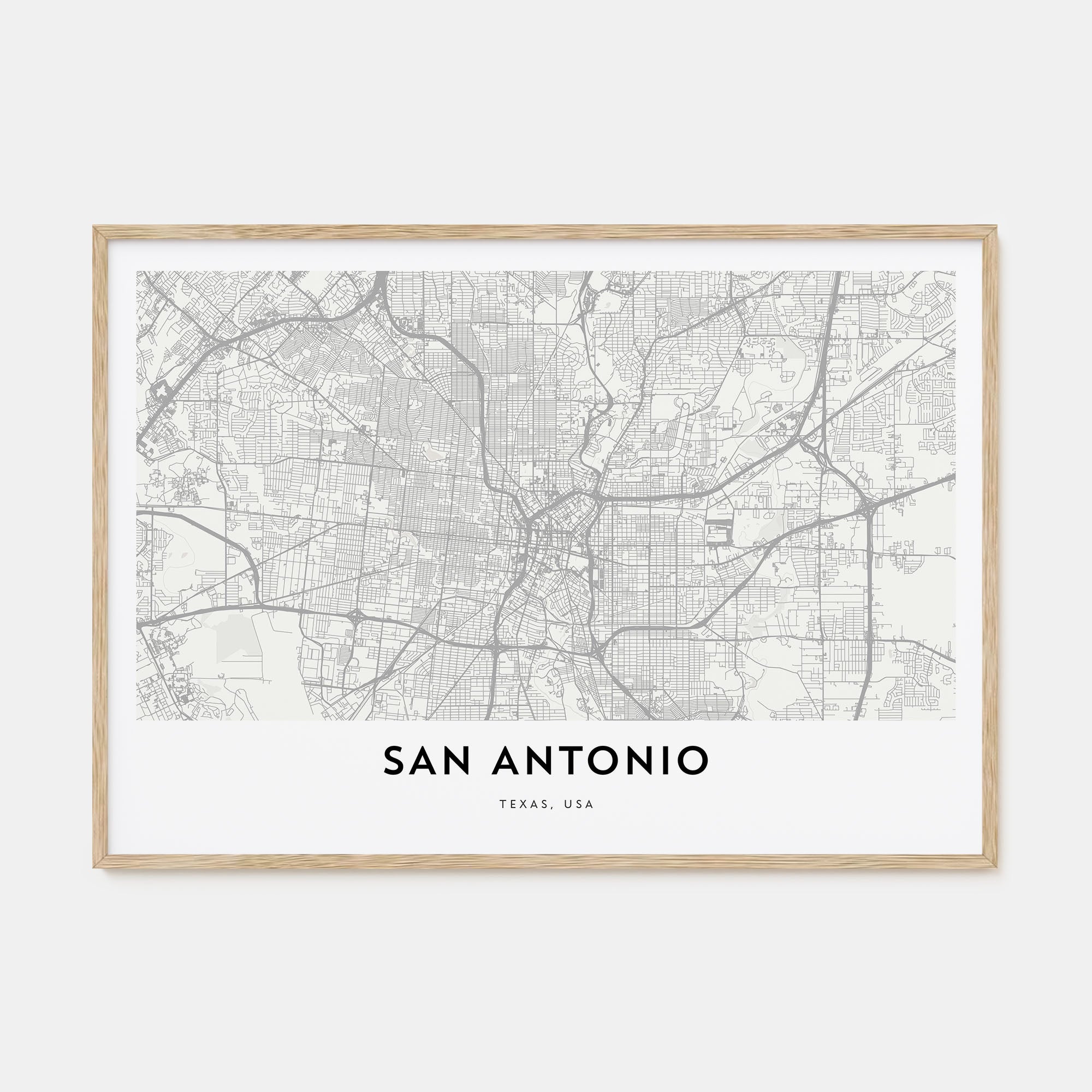 San Antonio Map Landscape Poster
