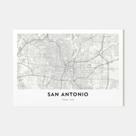 San Antonio Map Landscape Poster