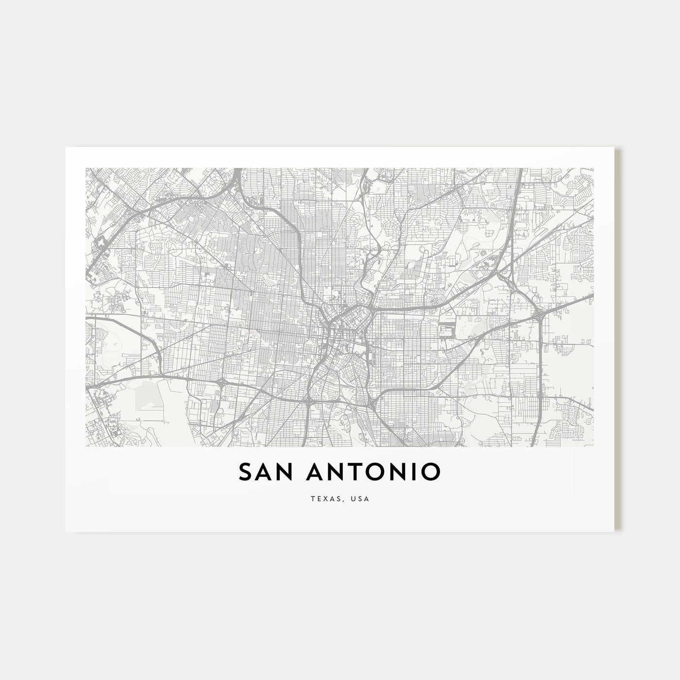 San Antonio Map Landscape Poster