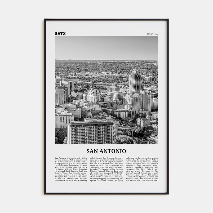San Antonio Travel B&W No 1 Poster