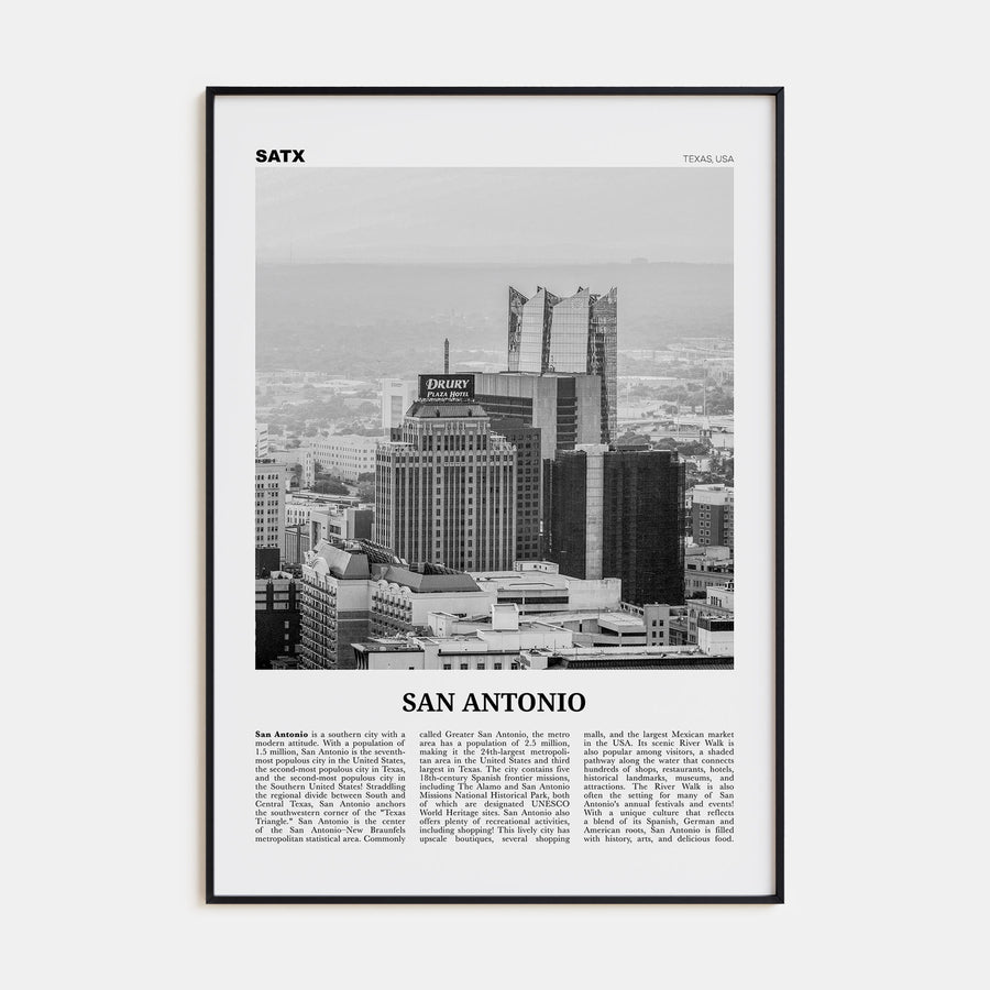 San Antonio Travel B&W No 2 Poster