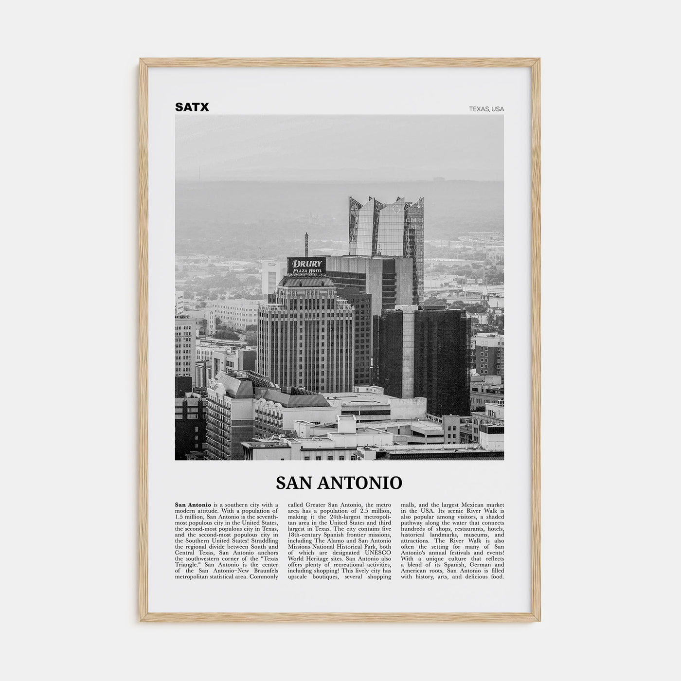 San Antonio Travel B&W No 2 Poster