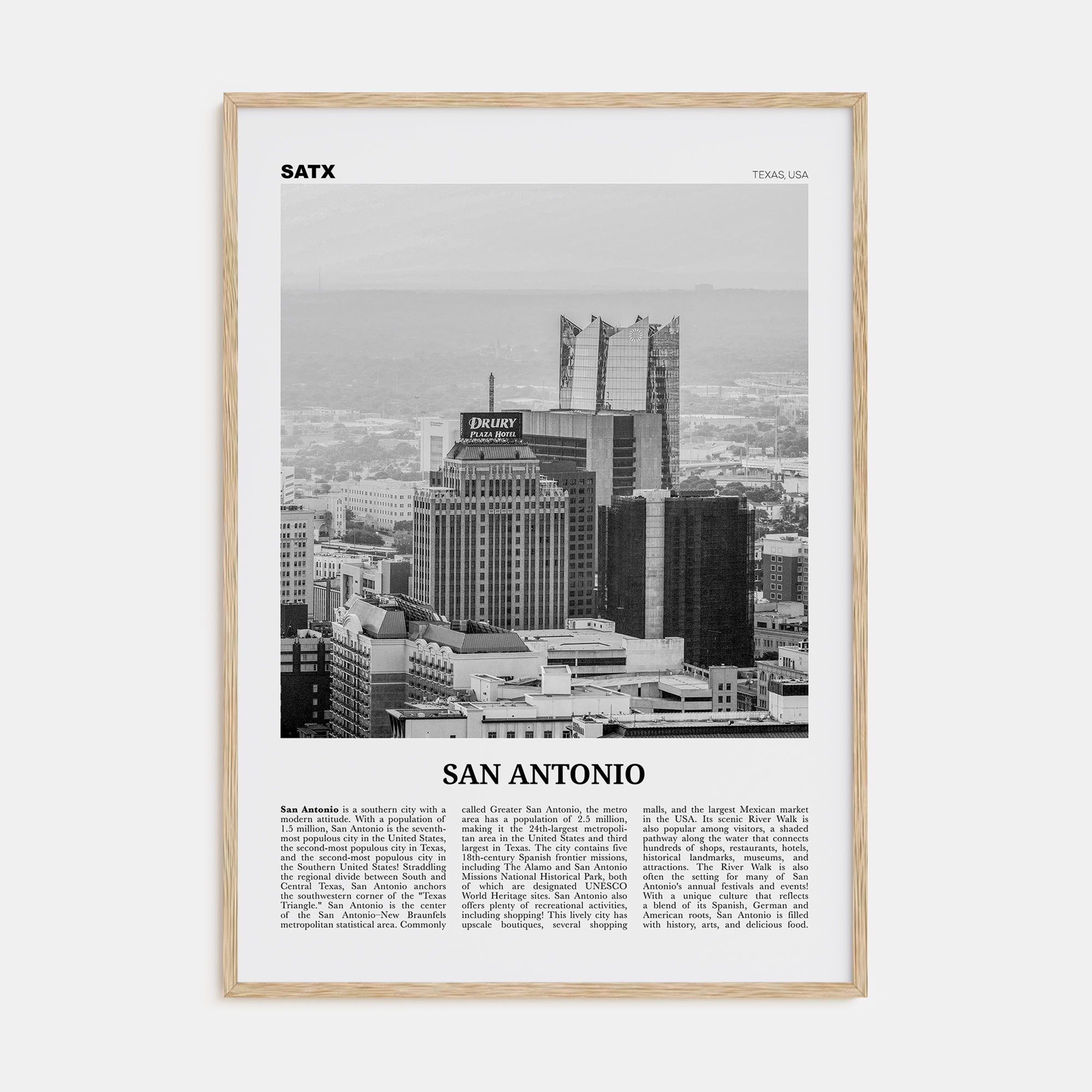 San Antonio Travel B&W No 2 Poster