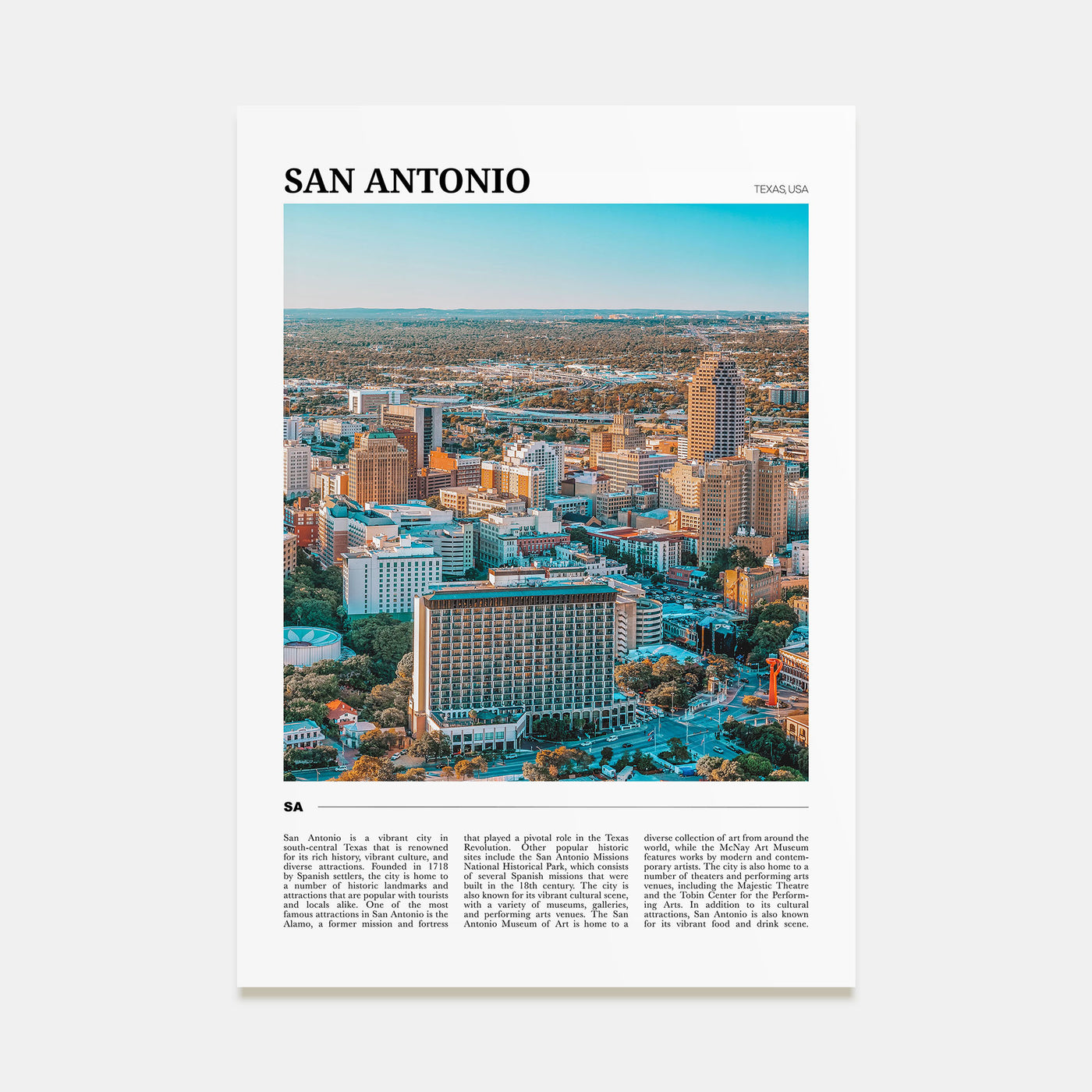 San Antonio Travel Color Poster