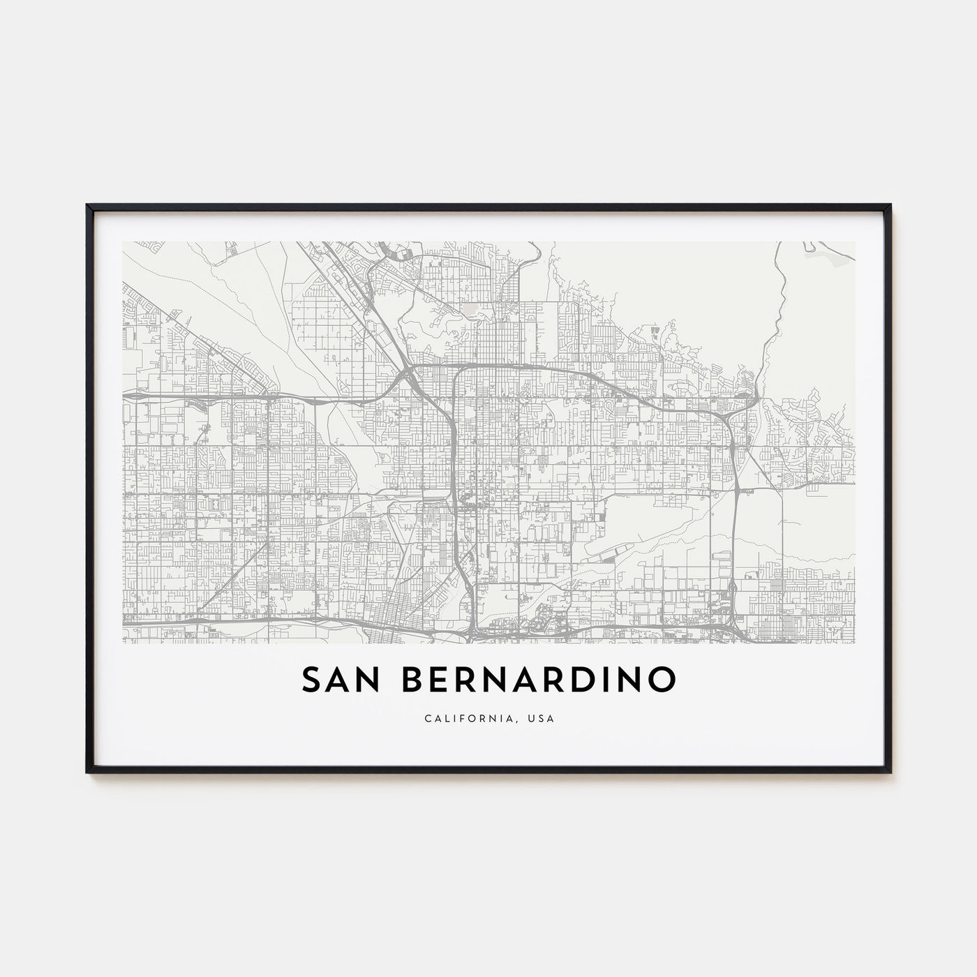 San Bernardino Map Landscape Poster