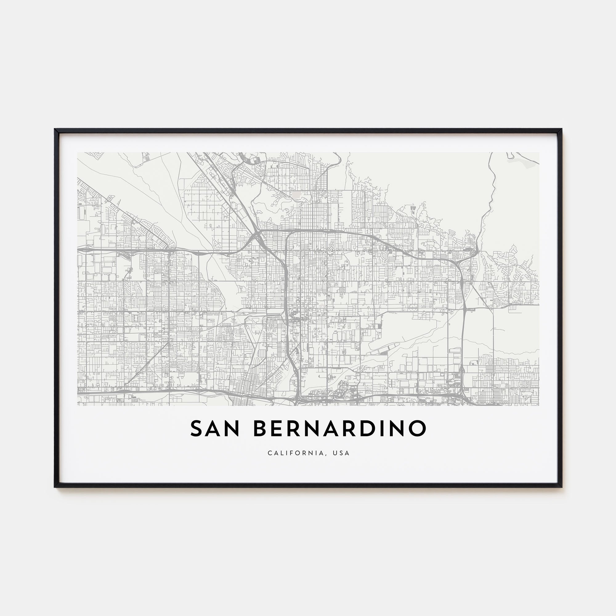 San Bernardino Map Landscape Poster