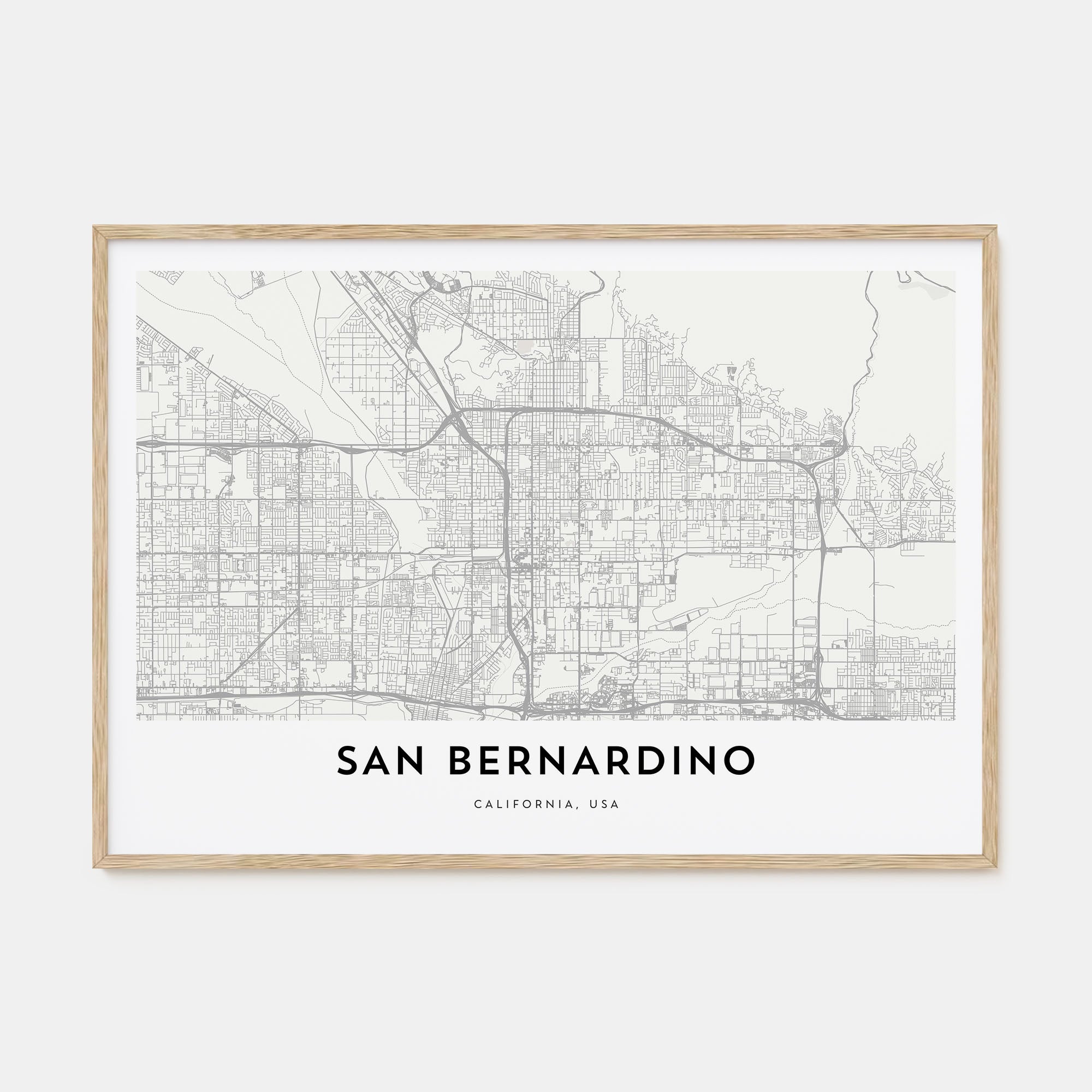 San Bernardino Map Landscape Poster