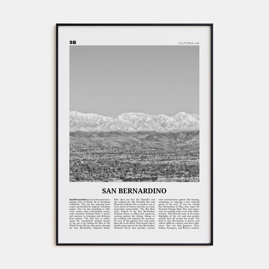 San Bernardino Travel B&W Poster