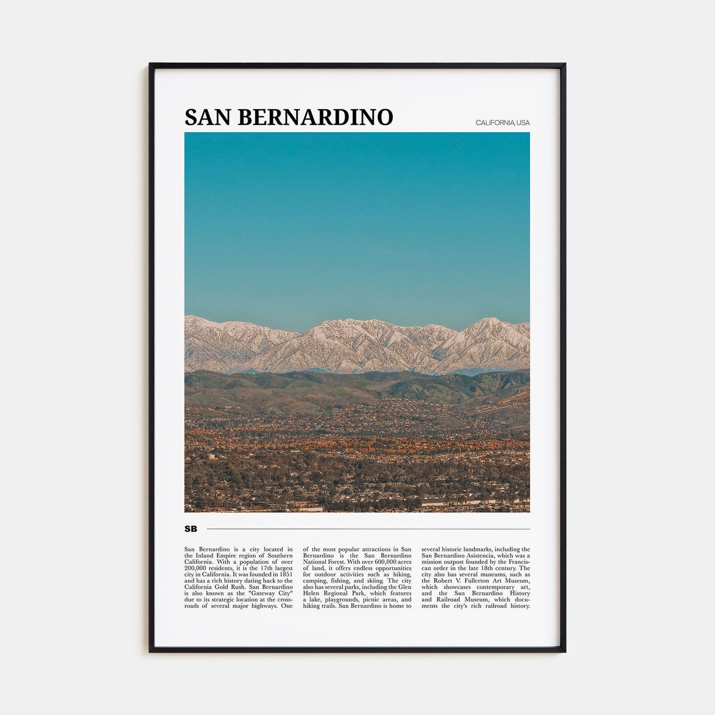 San Bernardino Travel Color Poster