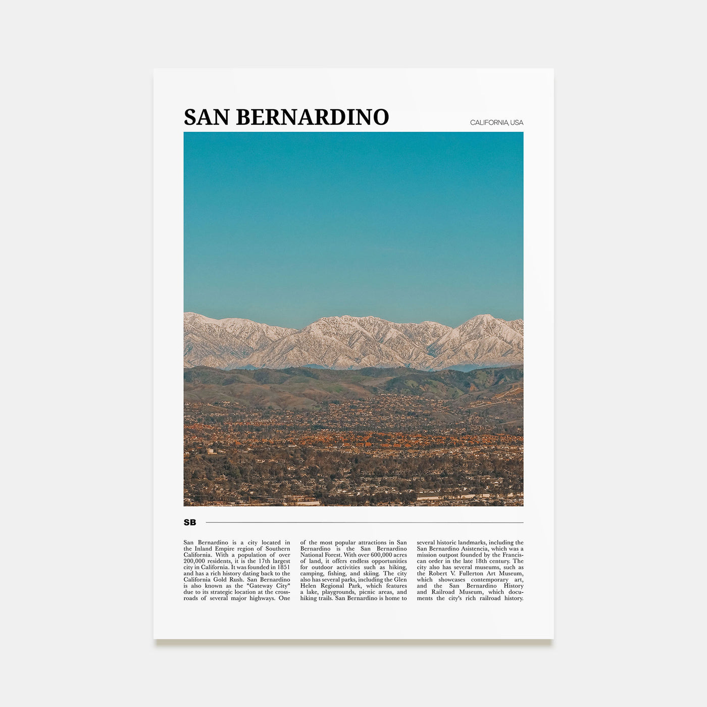 San Bernardino Travel Color Poster