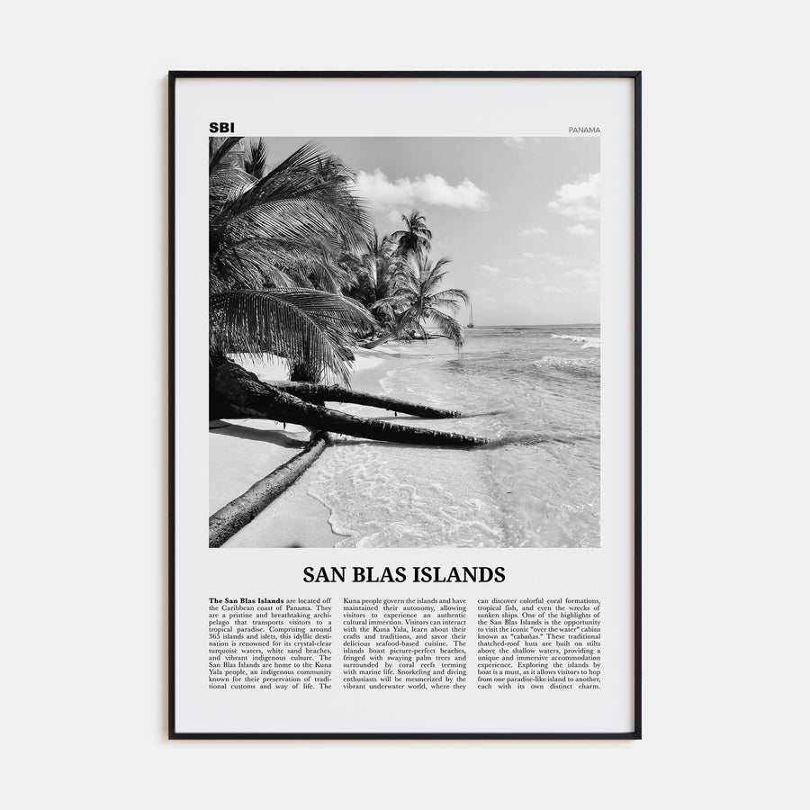 San Blas Islands Travel B&W Poster