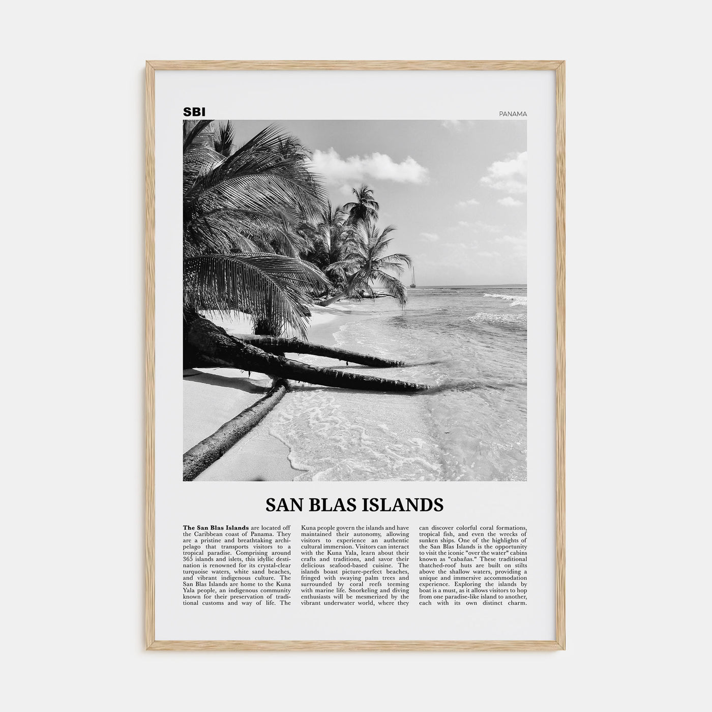 San Blas Islands Travel B&W Poster
