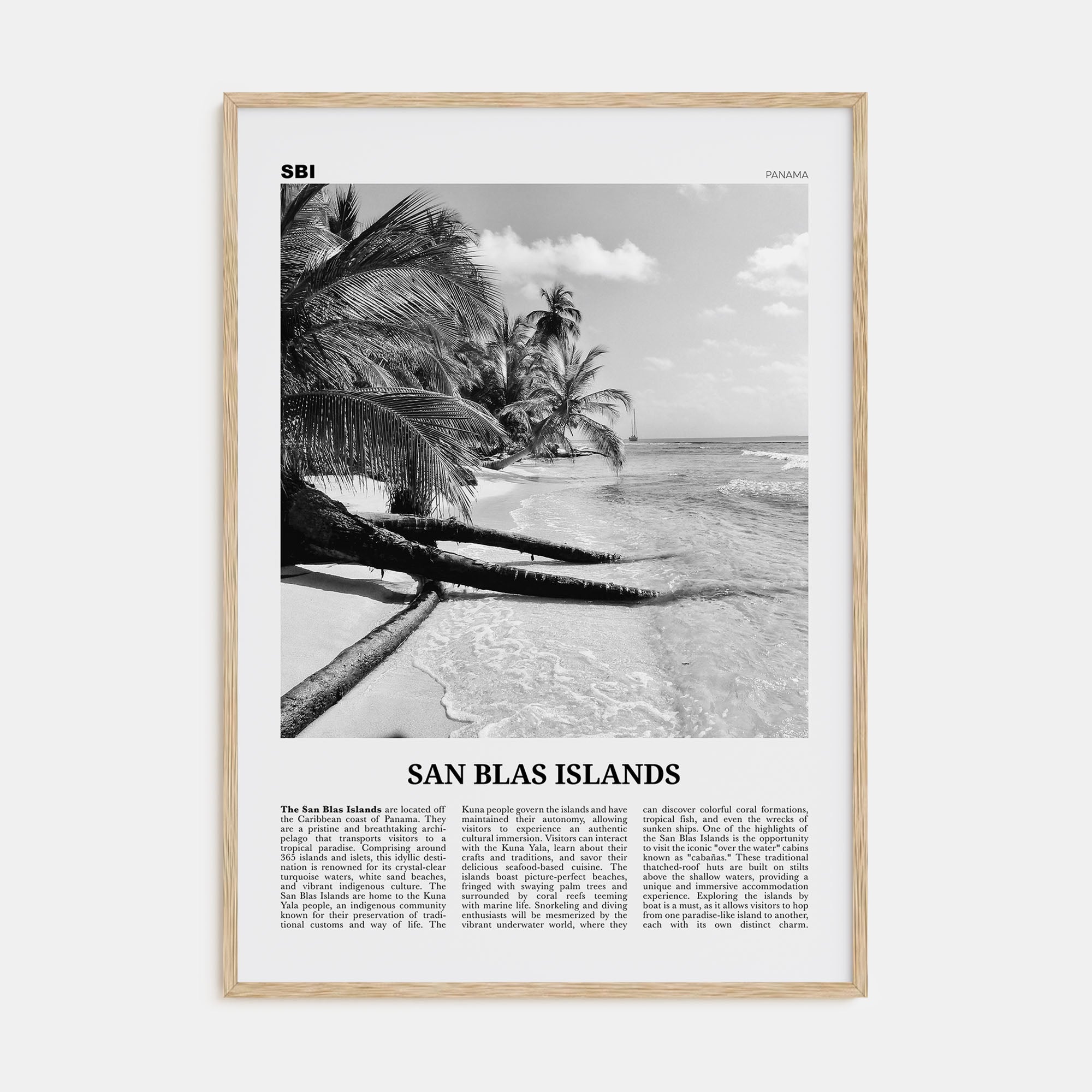 San Blas Islands Travel B&W Poster