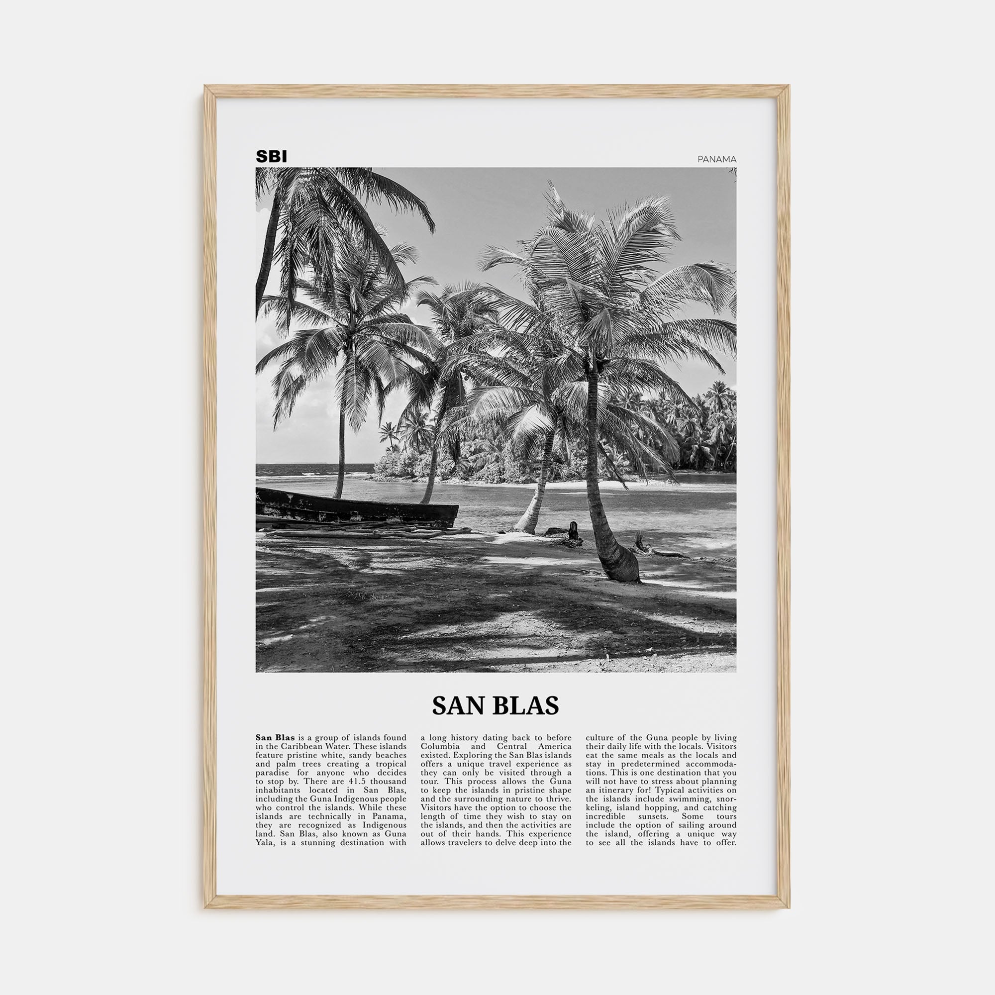 San Blas Travel B&W Poster