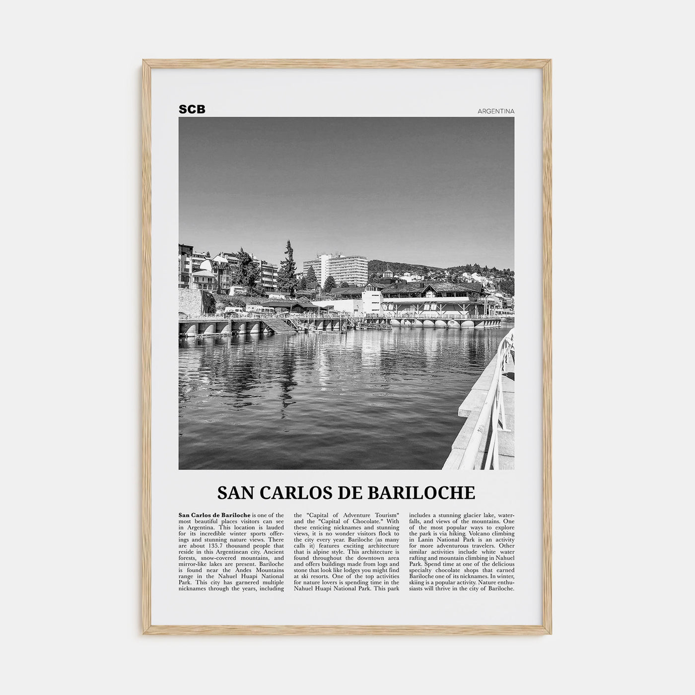 San Carlos de Bariloche Travel B&W Poster