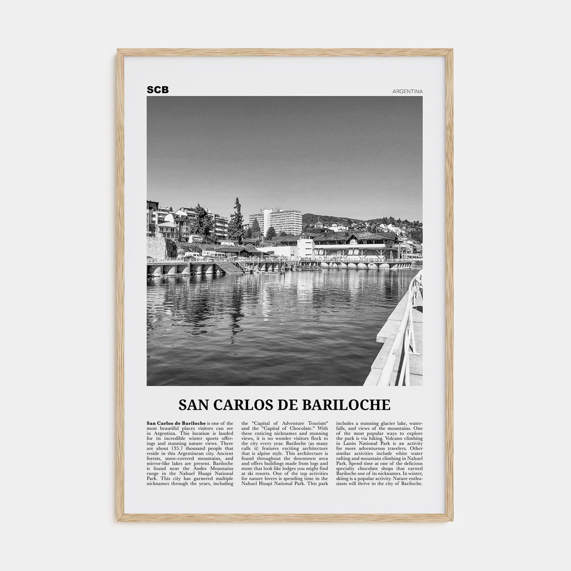 San Carlos de Bariloche Travel B&W Poster
