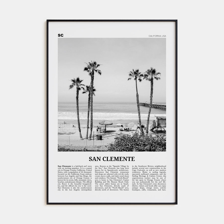 San Clemente Travel B&W No 1 Poster