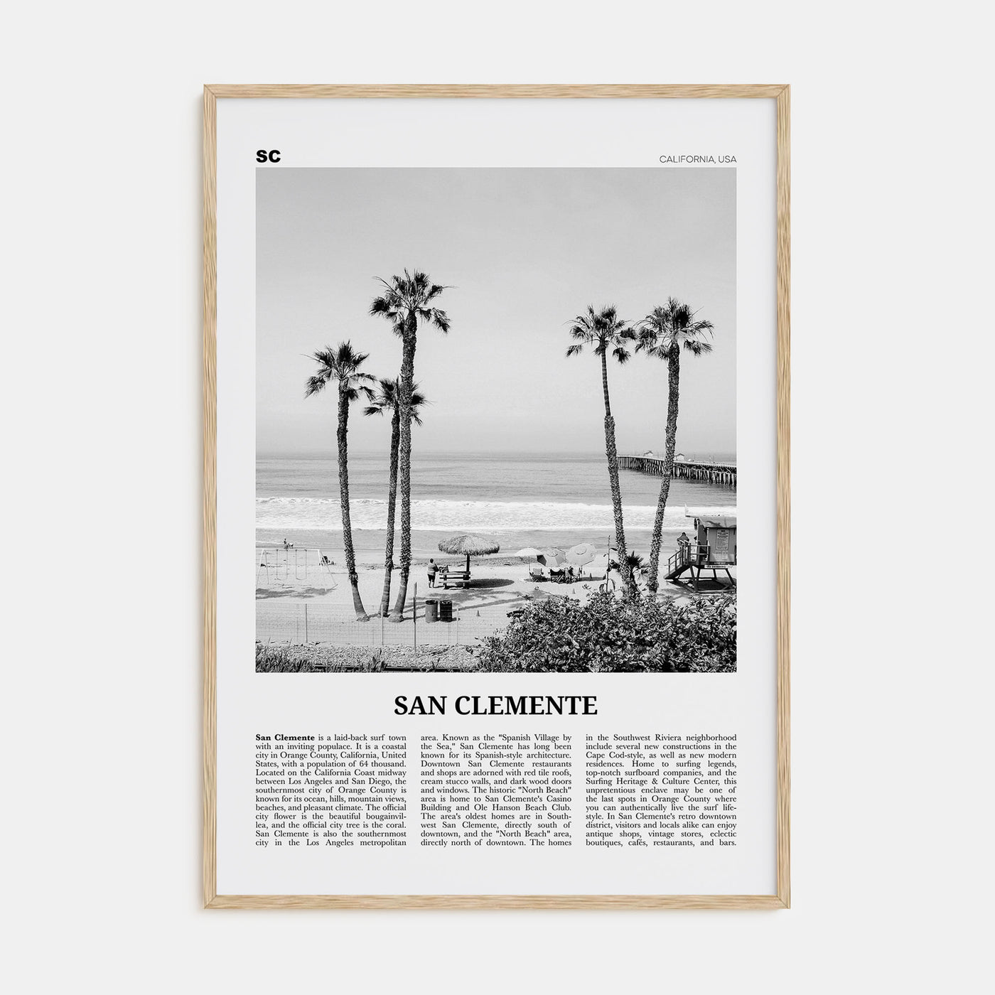 San Clemente Travel B&W No 1 Poster