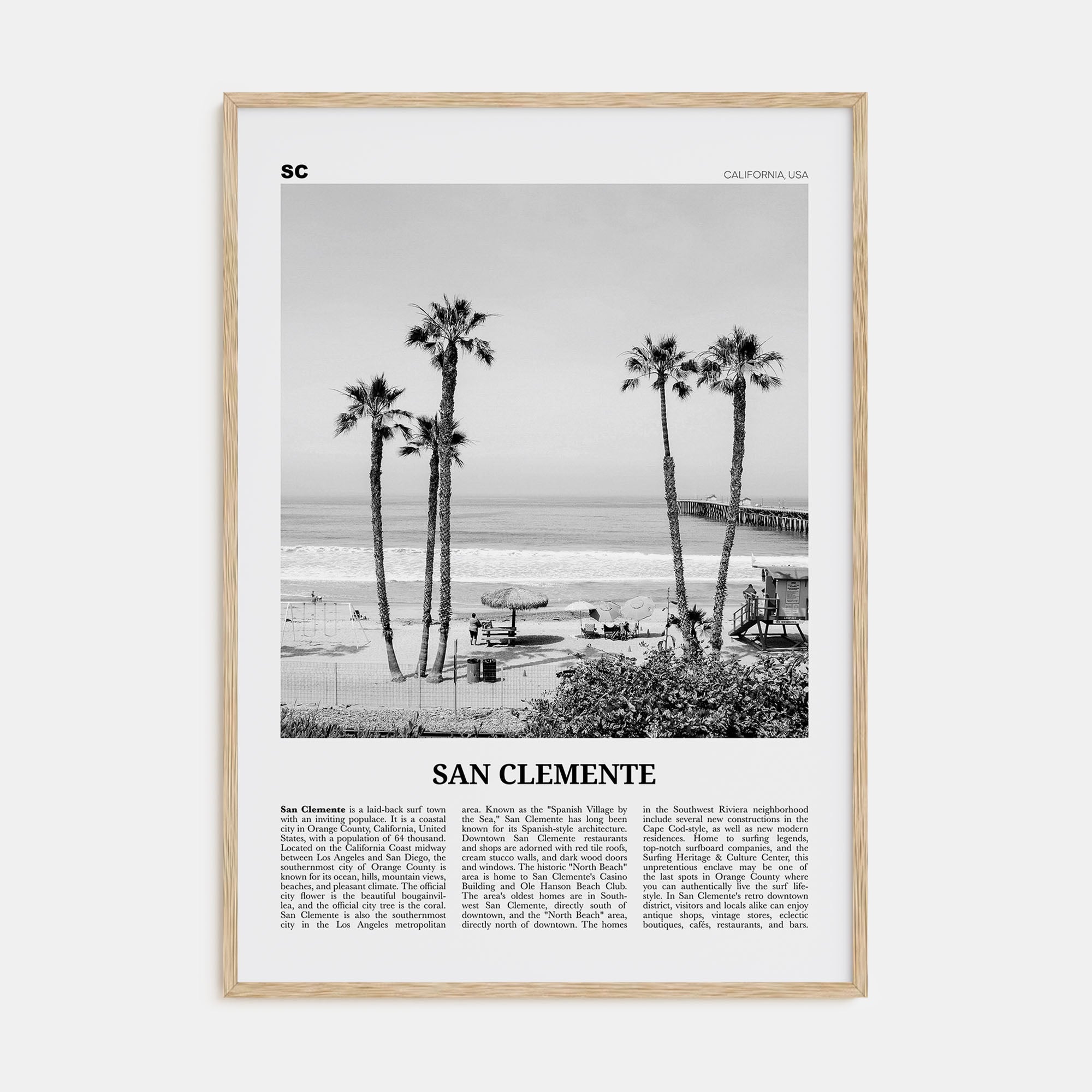 San Clemente Travel B&W No 1 Poster