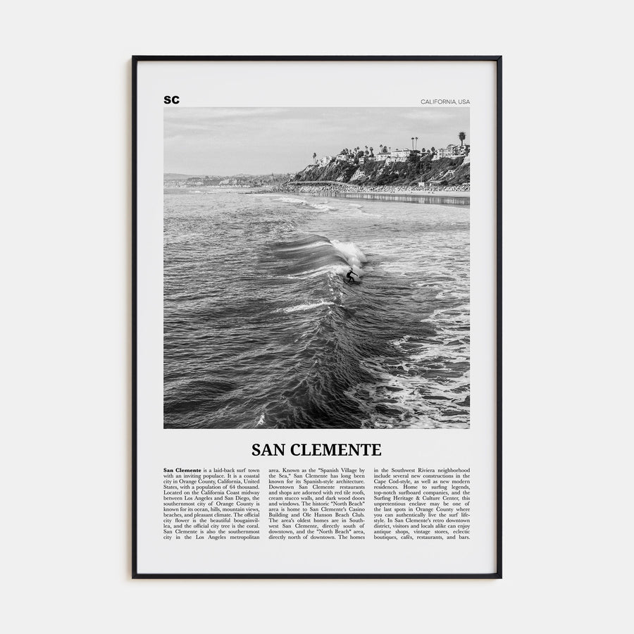 San Clemente Travel B&W No 2 Poster