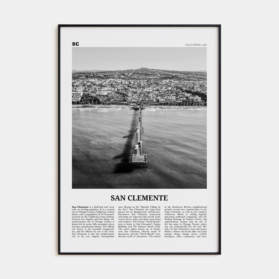 San Clemente Travel B&W No 3 Poster