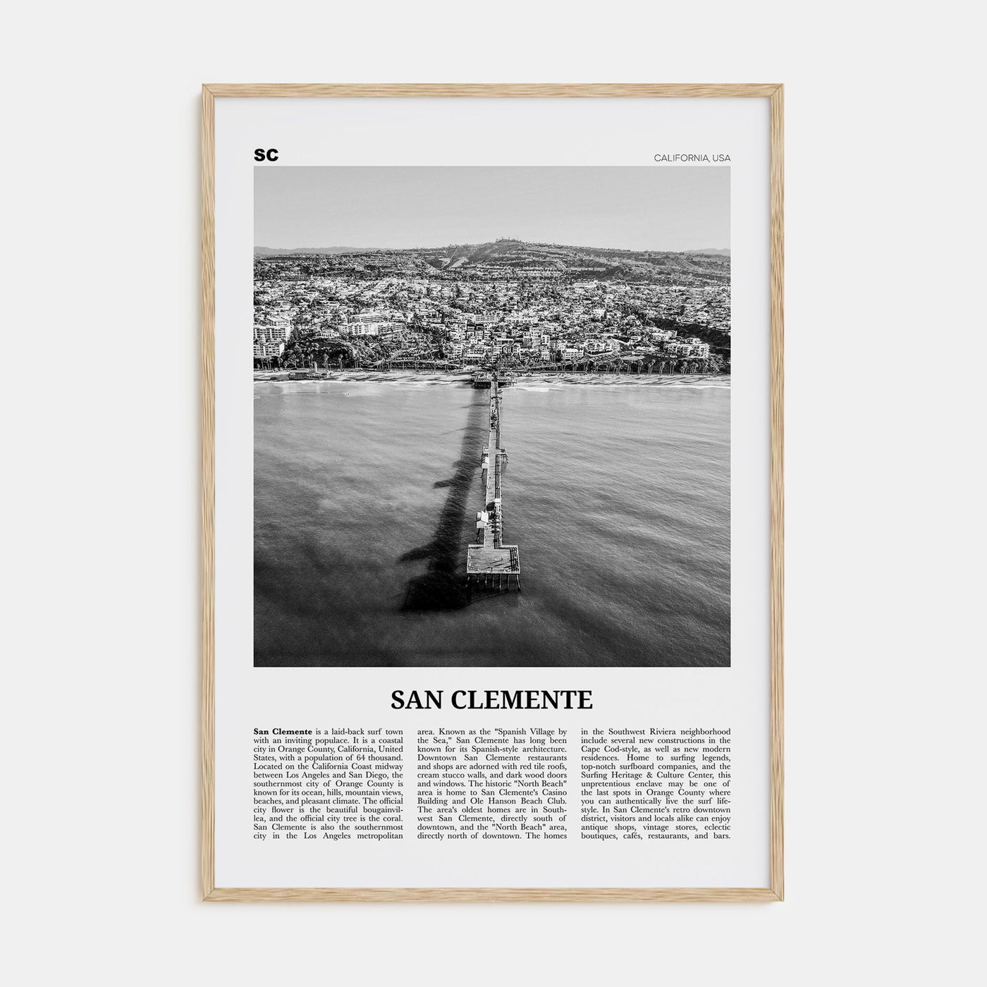 San Clemente Travel B&W No 3 Poster