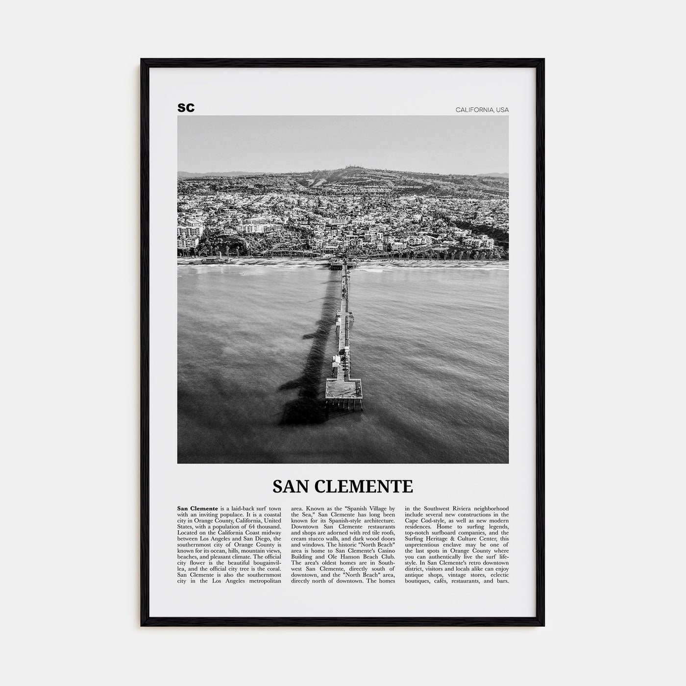 San Clemente Travel B&W No 3 Poster