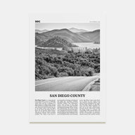 San Diego County Travel B&W Poster