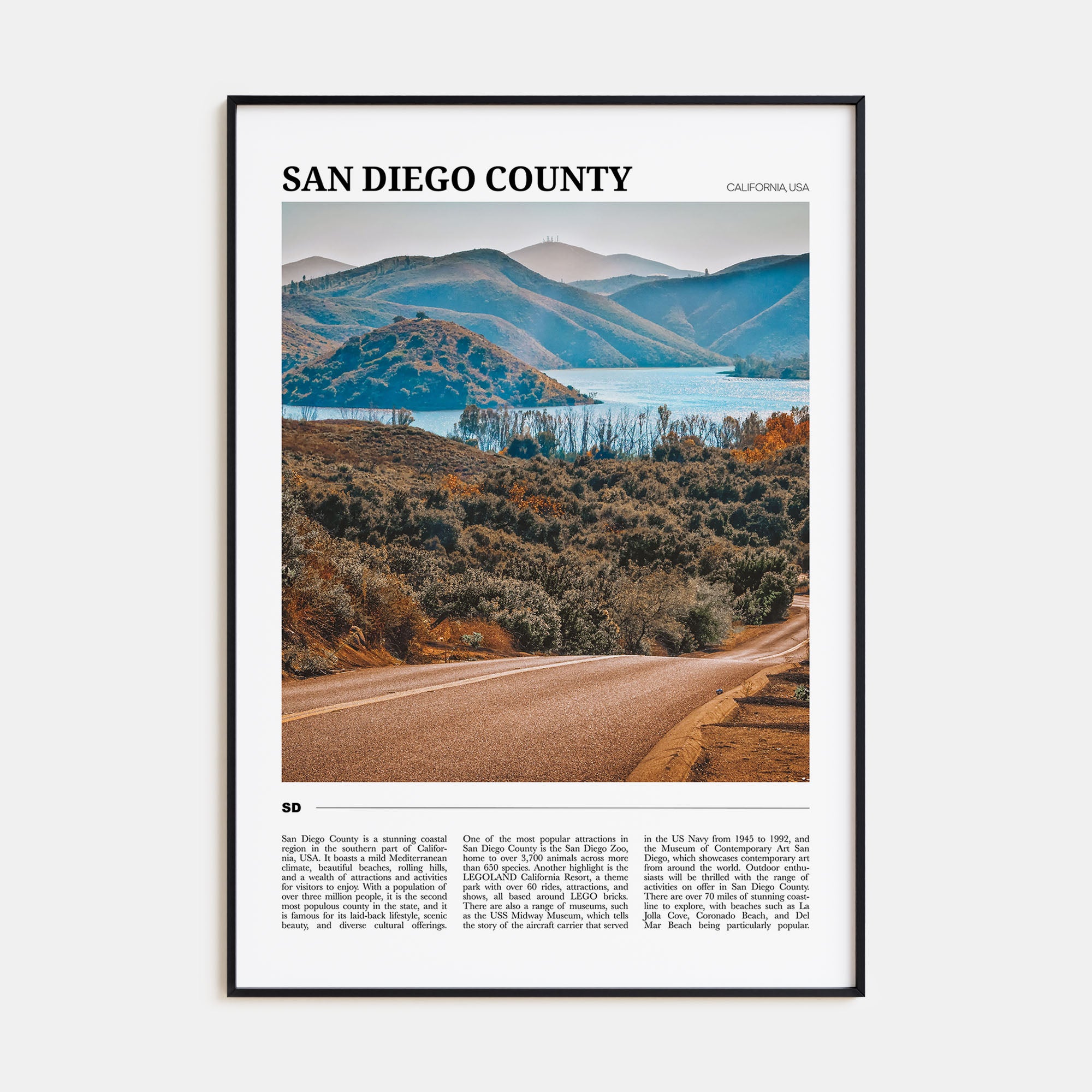 San Diego County Travel Color Poster