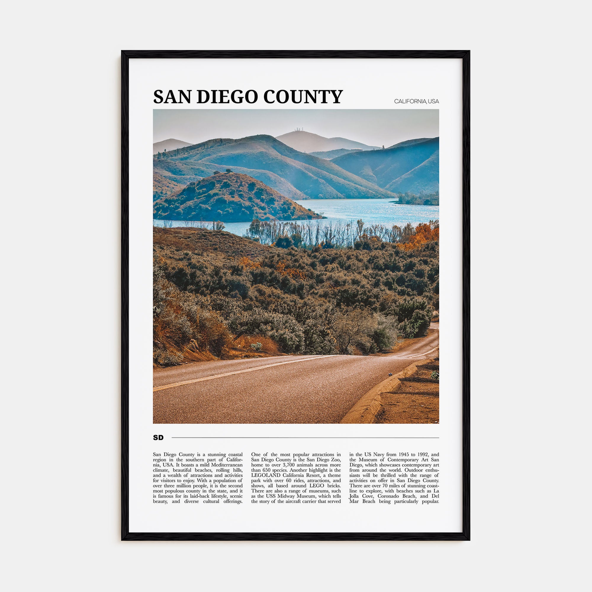 San Diego County Travel Color Poster