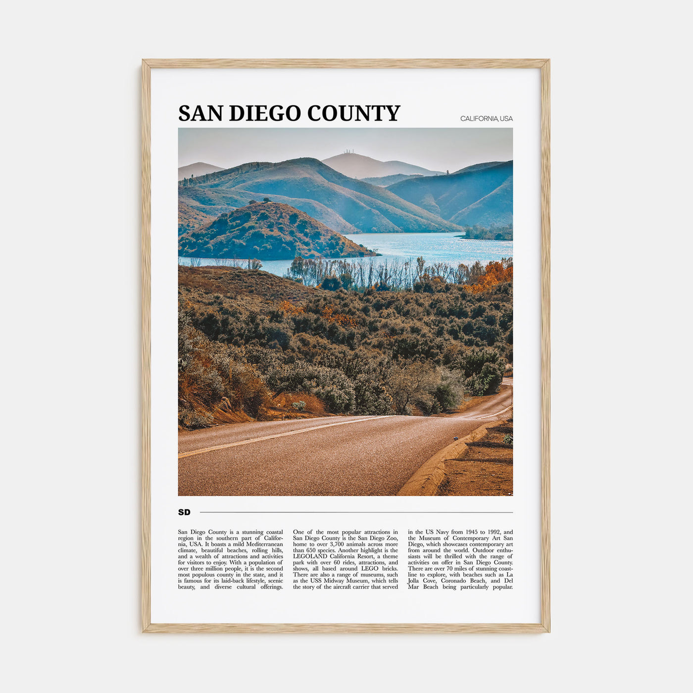 San Diego County Travel Color Poster