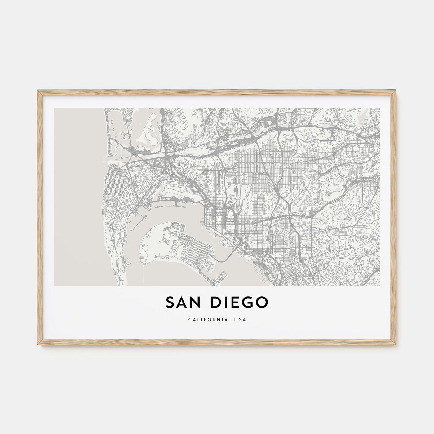 San Diego Map Landscape Poster