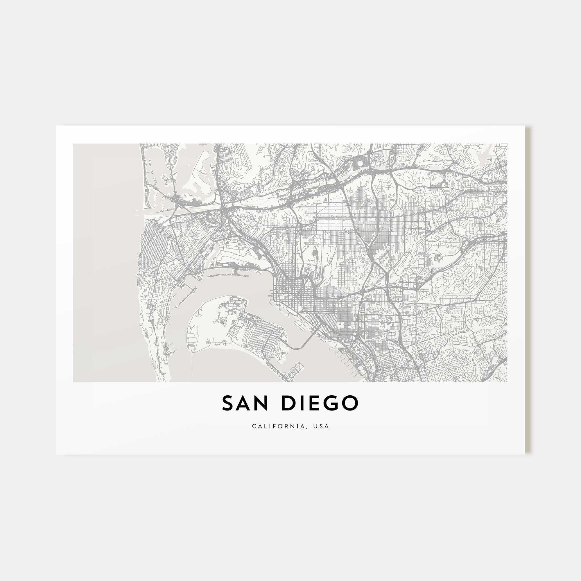 San Diego Map Landscape Poster