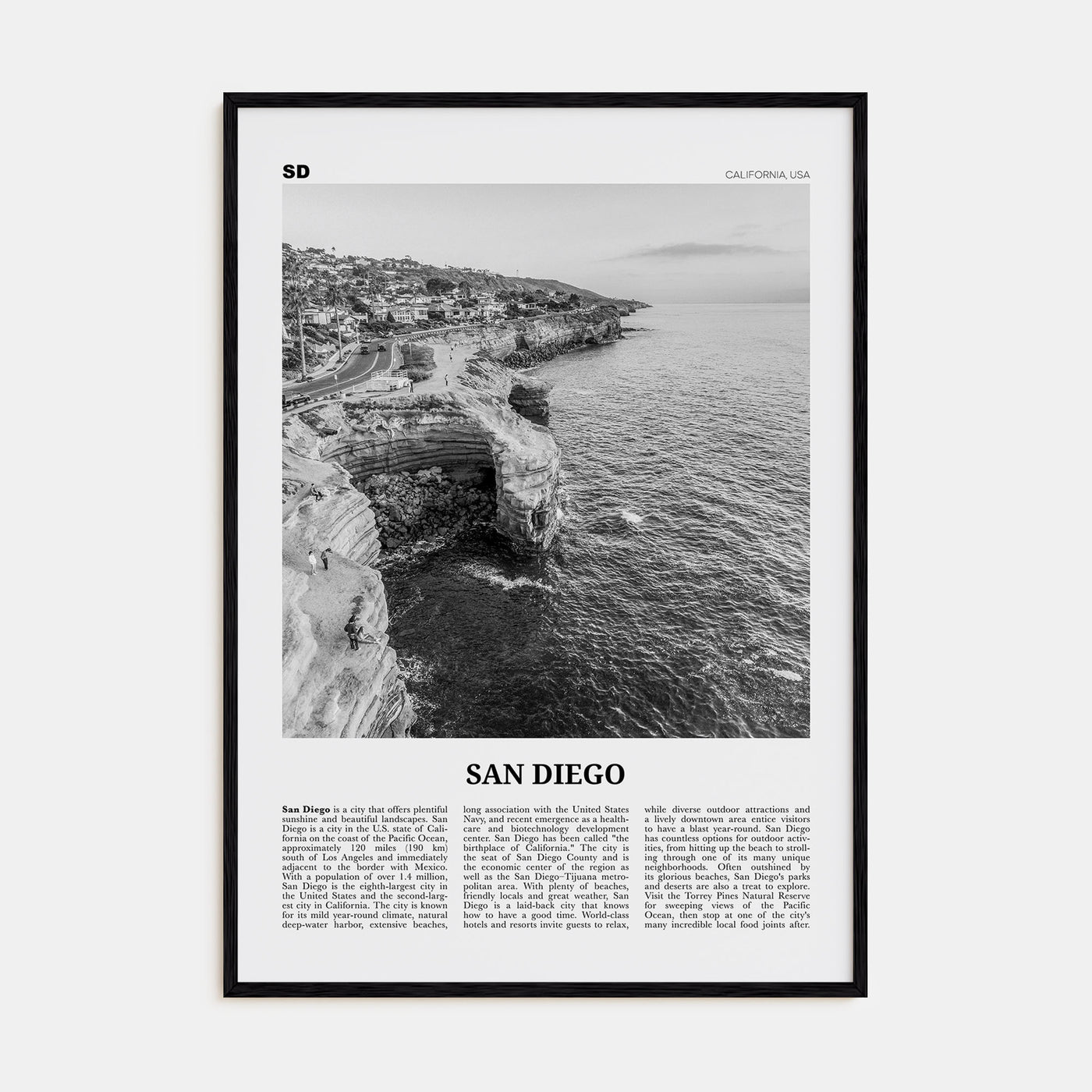 San Diego Travel B&W No 2 Poster