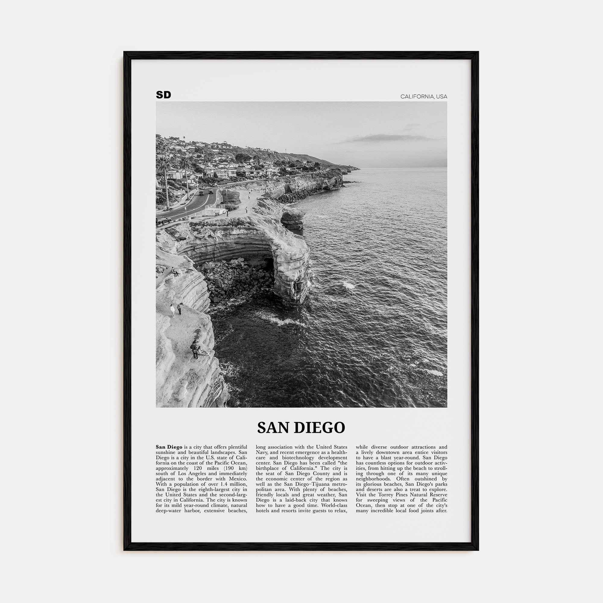 San Diego Travel B&W No 2 Poster